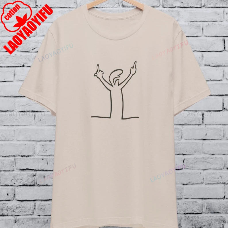Angry La Linea Unisex T-Shirt for Men Women The Line Osvaldo Vintage Funny Gift 80s Cartoon Summer Casual Comfort Cotton Tees