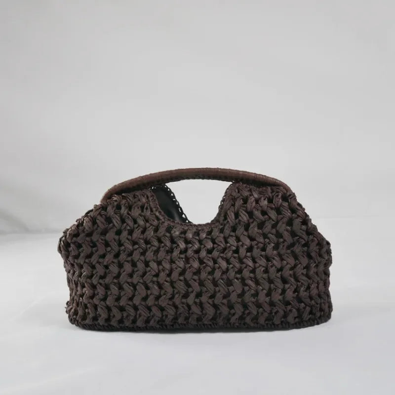Fashion Straw Clip Shell Clutch Bag for Women Designer Paper Woven Handbags Casual vintage Handmade Summer Beach Bag 2025