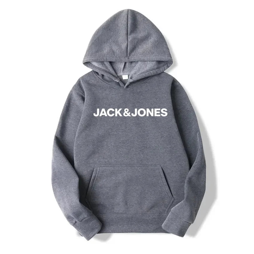Jack & Jones Men's and Women's Hooded Sweatshirts, Fashionable Loose and Casual, Comfortable Printed Sportswear, Streetwear