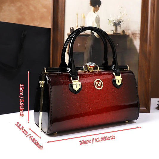 2025 New pillowcase, women's bag, hand-held shoulder, water diamond, middle-aged lady, mother's bag, crossbody bag, retro style