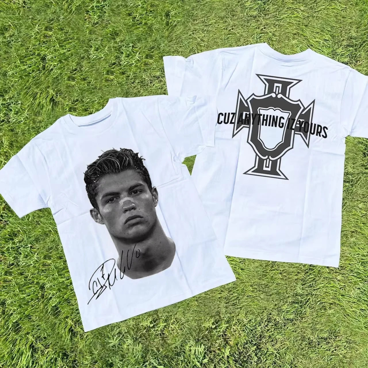 Cristiano Ronaldo Neymar Lionel Messi Football Superstar Portrait Printed Tee Men Women Cotton Loose Casual Short Sleeve Tshirt
