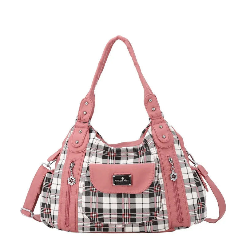 Women Handhag Designers Luxury Hand bags Fashion Women Plaid Shoulder Bags Female Top-handle Bags Large Purse Hobos
