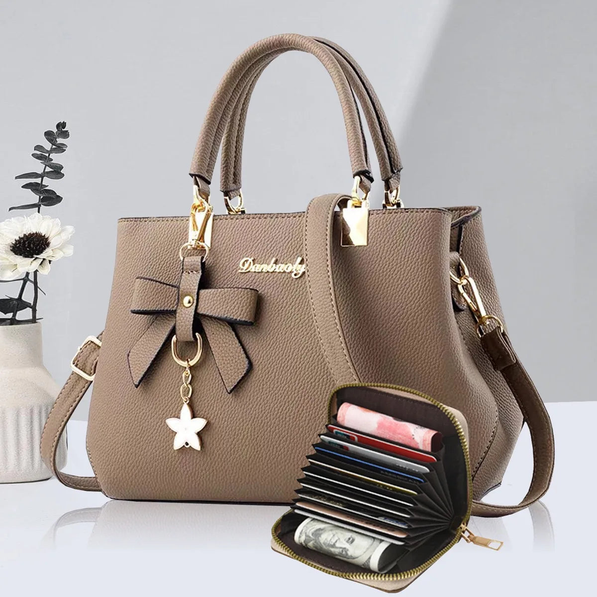 New Korean version trendy autumn and winter bow women's bag portable shoulder bag messenger bag killer bag mother bag large capa