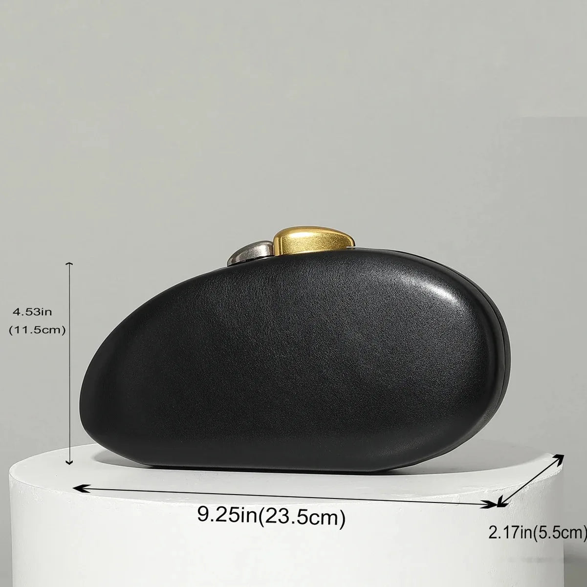 Designer Shell Shape Clutch Bag with Metallic Closure Chain Dinner Purse Women Evening Party Leather Shoulder Crossbody Handbags