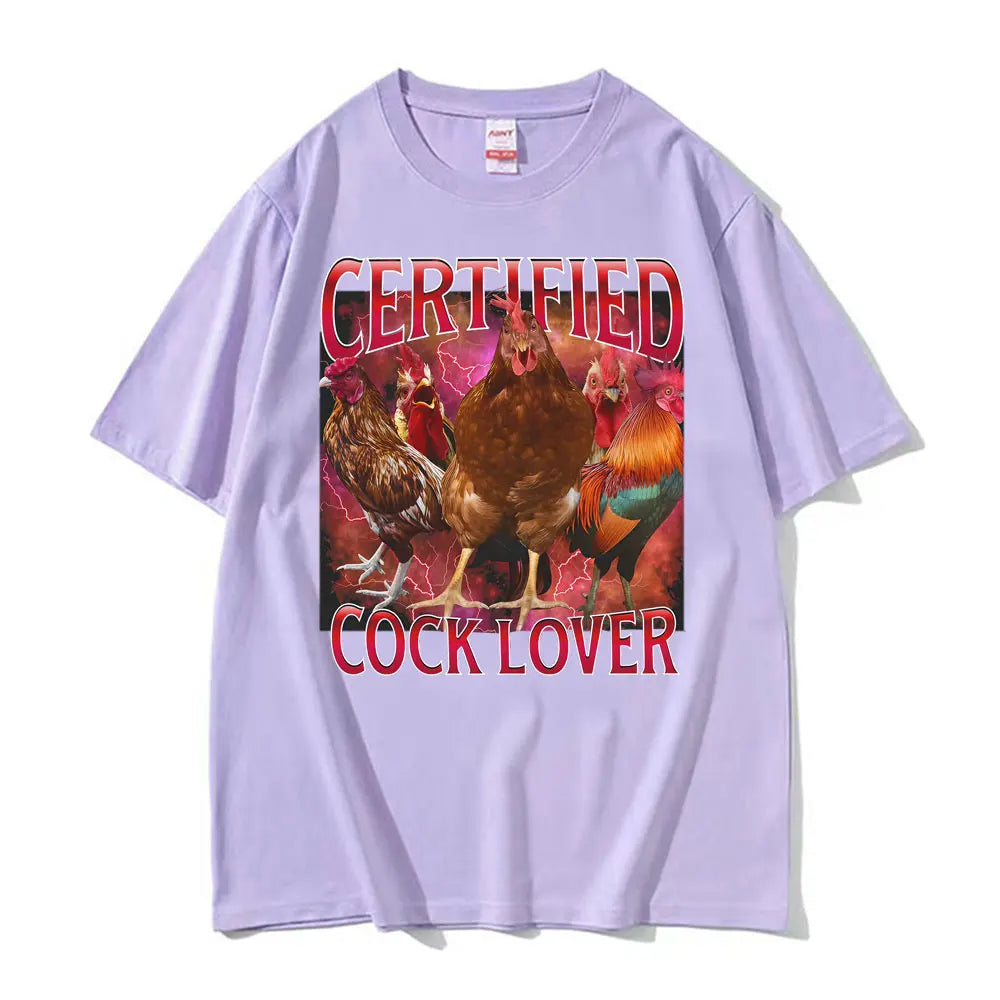 Funny Meme 90s Certified Cock Lover Merch T Shirts Men's Clothing Retro Humor T-shirt Unisex Oversized Loose 100% Cotton T Shirt