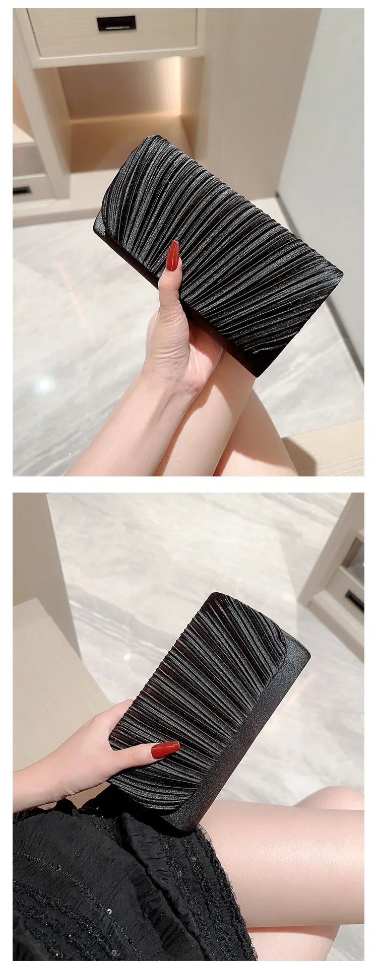 New fashion pleated shoulder bag Casual and simple dinner party crossbody bag Gold Satin for women  wedding party