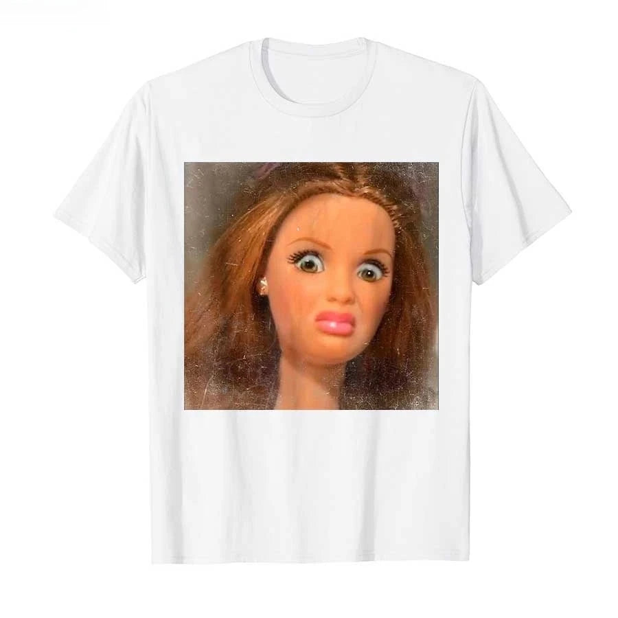 Funny Disgusting Doll Face Meme T-shirt For  Women T Shirts Short Sleeve Tops  Tee