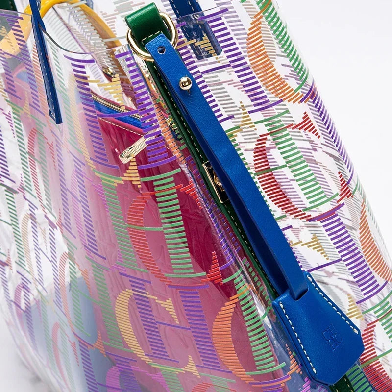 CH Travel Crossbody Bag Women's Large Capacity Clear Tote BagLuxury Brand Delicate Jelly Bag with Monogram Shopping Bag