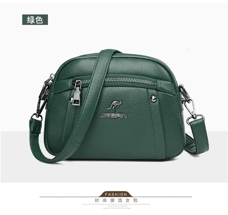 Women's Crossbody Bag, Water-Resistant Solid Color Square Shoulder Bag, Three Layer Zipper Closure Phone Purse Pouch for Women