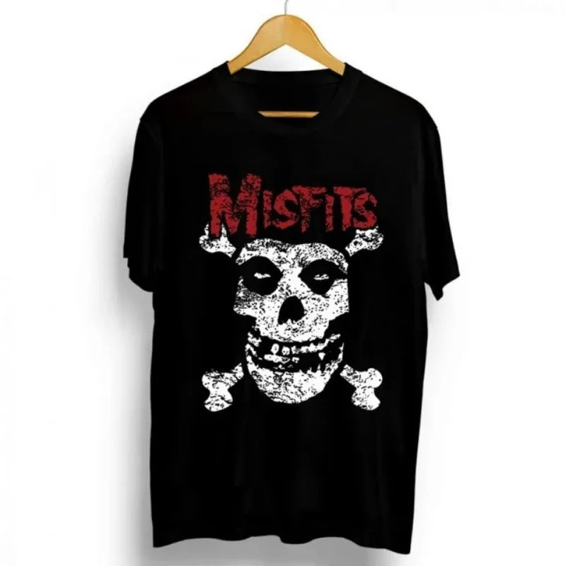 T Shirt Y2K Men's Womens Harajuku Gothic Hip Hop Graphic Printing Cotton Round Neck MISFITS Oversized Tees Short Sleeve Tops