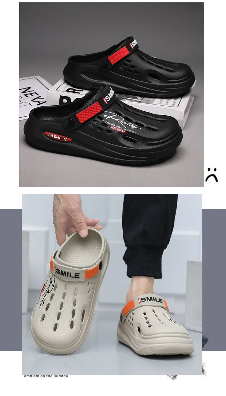 Summer Clogs Sandals 47 Men Clogs EVA Slippers Soft Sole Breathable Beach Slippers Men Home Slippers Outdoor Antiskid Slippers