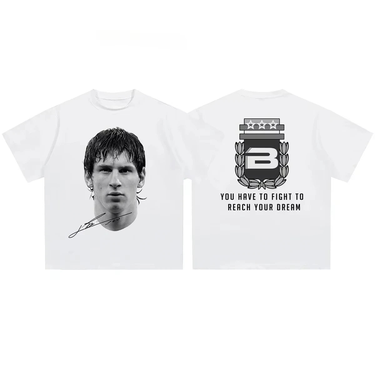 Cristiano Ronaldo Neymar Lionel Messi Football Superstar Portrait Printed Tee Men Women Cotton Loose Casual Short Sleeve Tshirt