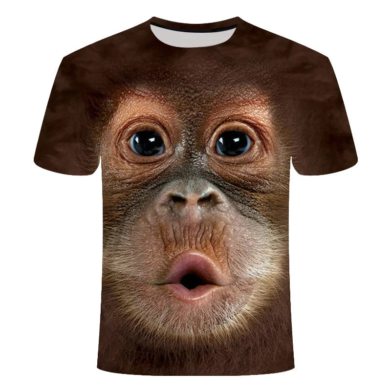 Funny 3D Monkey Graphic T Shirts for Men Clothing Casual Gorilla Animal T-shirt New Men's Hip Hop Short Sleeve T-shirts Tops Tee