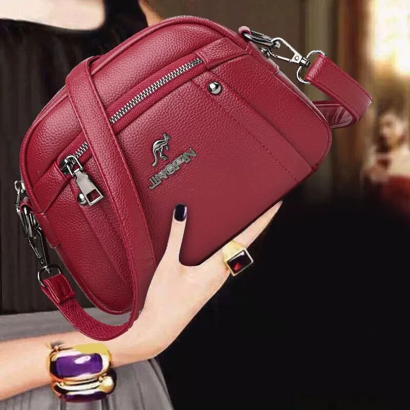 Women's Crossbody Bag, Water-Resistant Solid Color Square Shoulder Bag, Three Layer Zipper Closure Phone Purse Pouch for Women