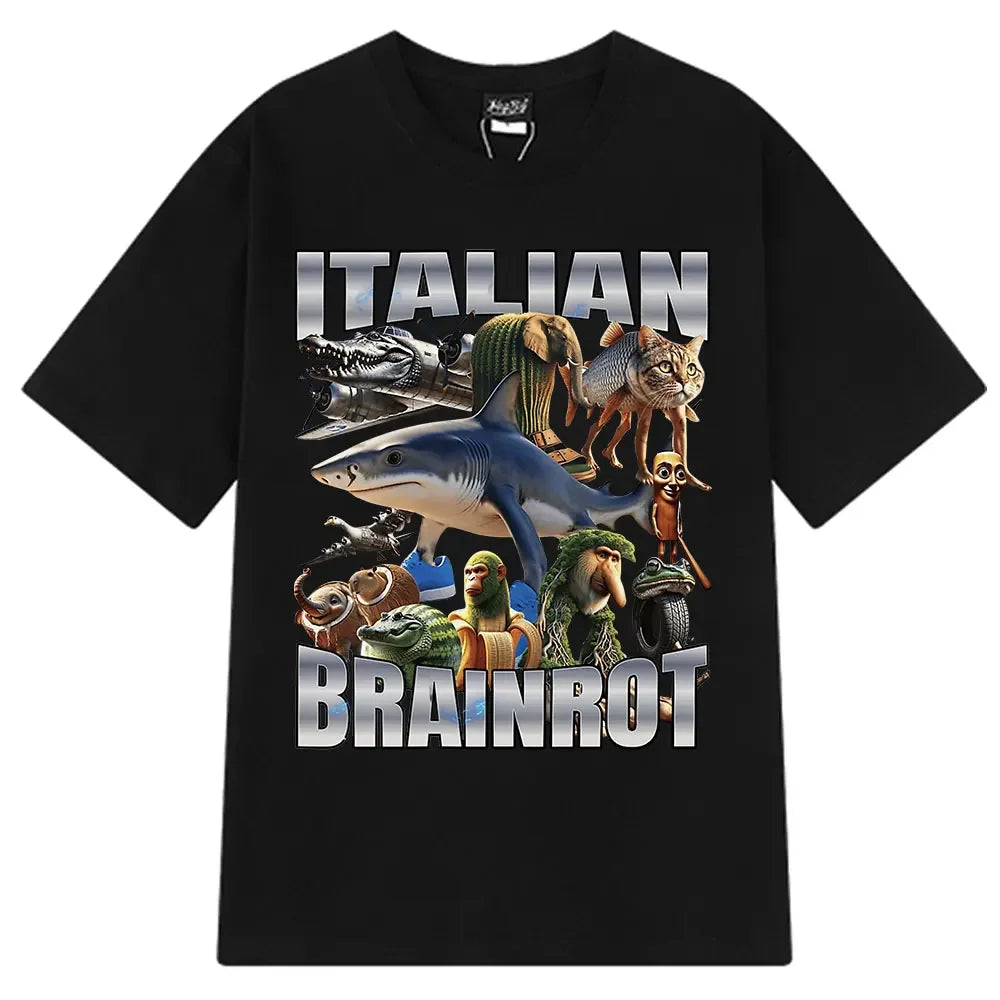 Brr Brr Patapim T Shirt Funny Italian Brainrot Meme Graphic T-shirt Women Summer Cozy Soft O-Neck T-shirts Tops