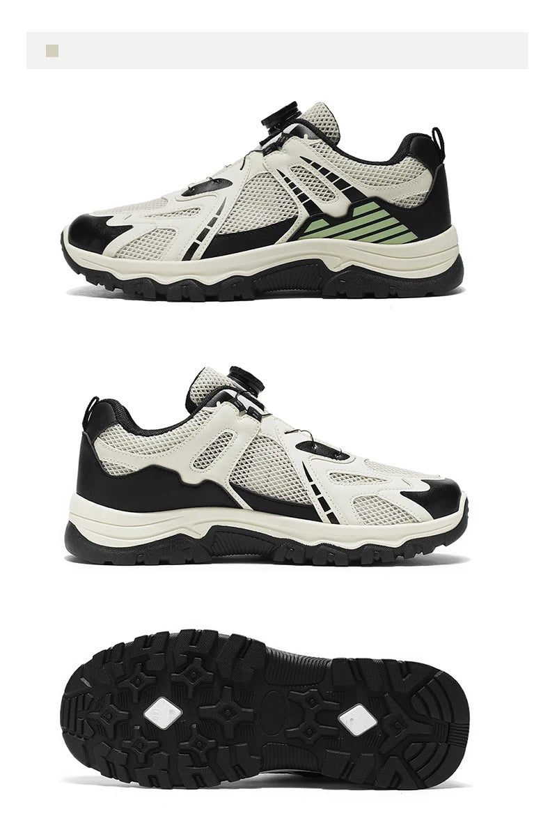 Men's breathable casual sneakers summer soft sole non-slip outdoor running shoes classic Rotating shoelaces light sports shoes