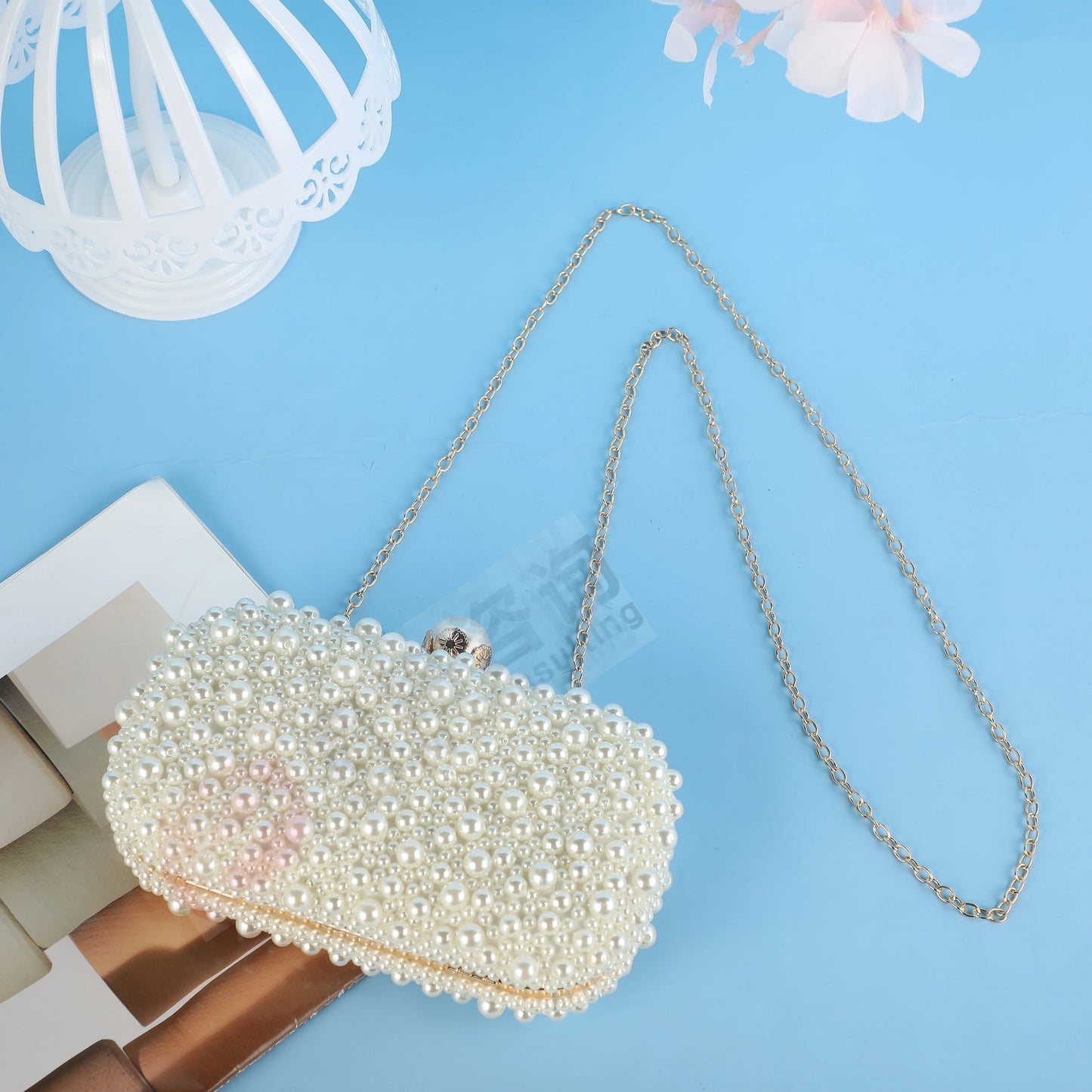 Luxury handmade wedding evening bag chain shoulder bag Full Beaded clutch bag Ladies Artificial Pearls Handbag for Wedding Party