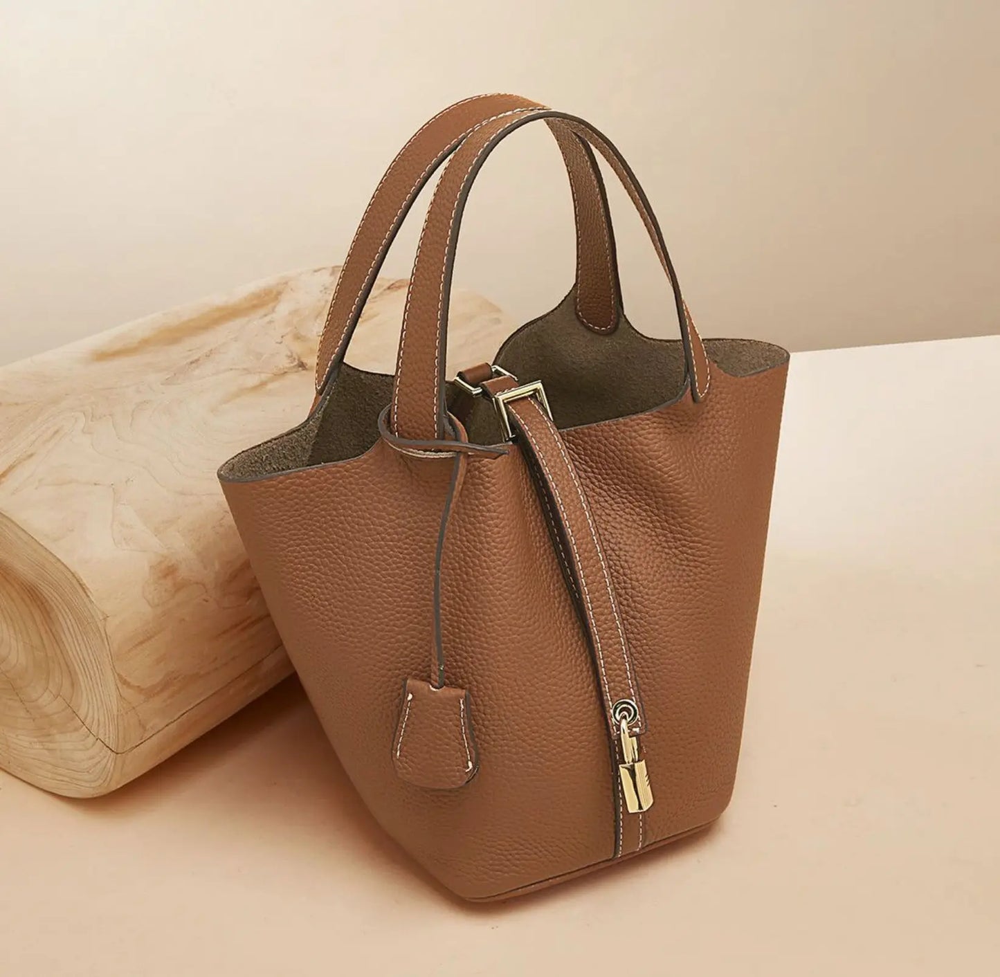 Classic Vegetable BasketpuWomen's Handbag Simple Bucket Bag Mother Bag Fashion Versatile Women's Bag Cross-border