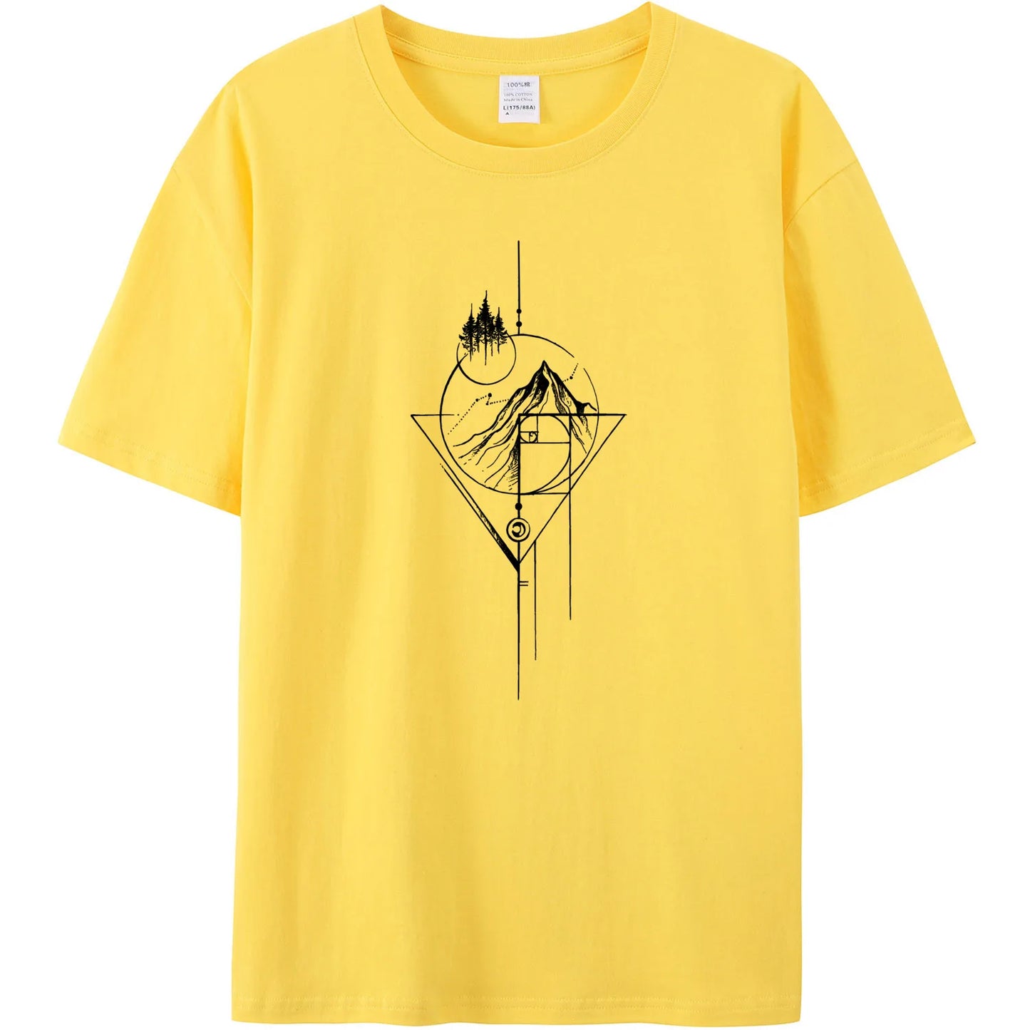 Men's White Fibonacci Short-Sleeved Printed Casual T-Shirt 180GMS 100% Cotton Funny Graphic Outdoor Nature T Shirts For Summer