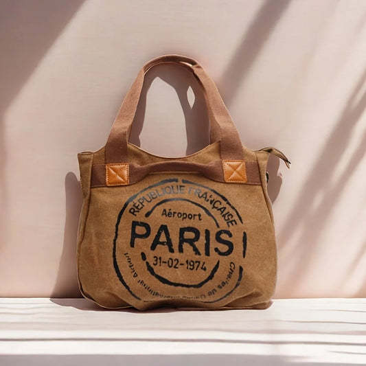 Women's canvas handbag letter tote bag casual large capacity commuting shoulder crossbody bag