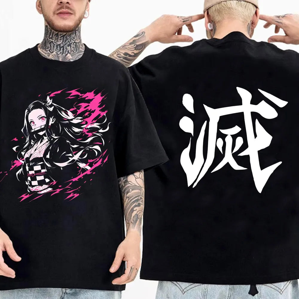 Japanese Anime Shirt Demon Slayer Infinity Castle T Shirt Men Cartoon Kimetsu No Yaiba Cotton Streetwear Clothes  Cool Y2K Tees