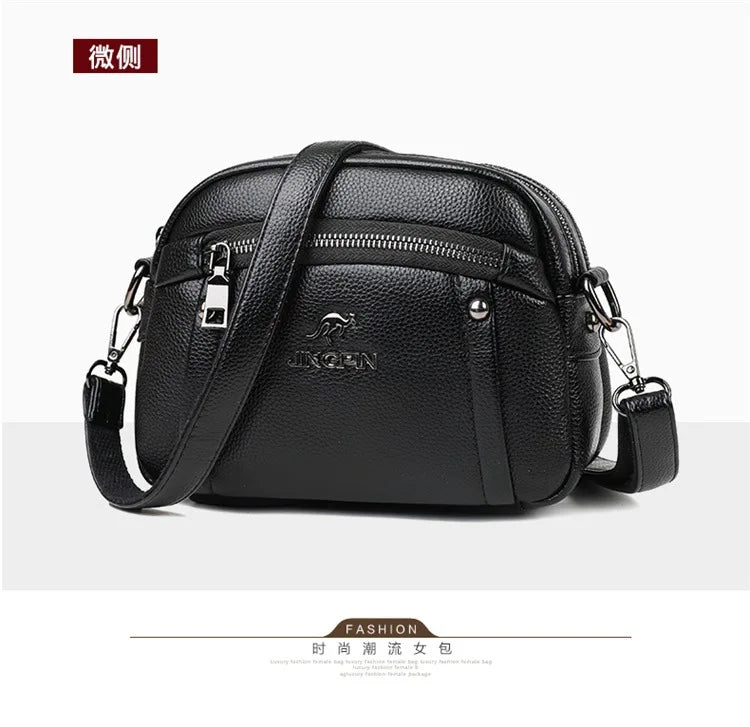 Women's Crossbody Bag, Water-Resistant Solid Color Square Shoulder Bag, Three Layer Zipper Closure Phone Purse Pouch for Women