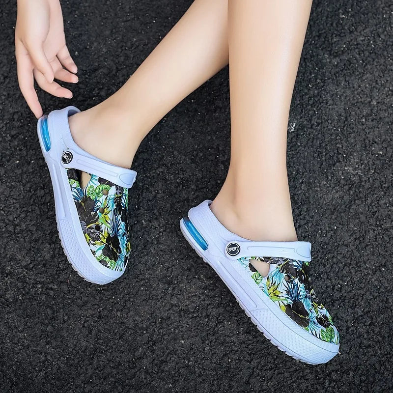 2006 Women's Ethnic Shoes Clogs Soft Sole Two-way Wear for Beach Mules and Pool Women Garden Slides Indoor Nursing Clogs Sandals