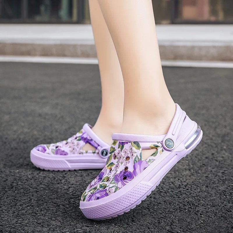 2006 Women's Ethnic Shoes Clogs Soft Sole Two-way Wear for Beach Mules and Pool Women Garden Slides Indoor Nursing Clogs Sandals