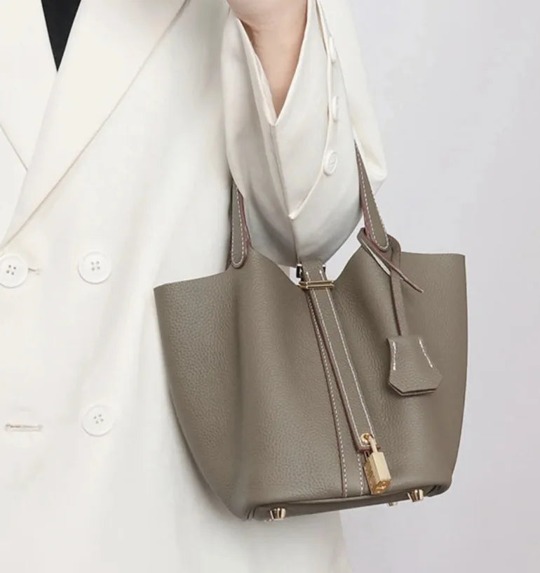 Classic Vegetable BasketpuWomen's Handbag Simple Bucket Bag Mother Bag Fashion Versatile Women's Bag Cross-border