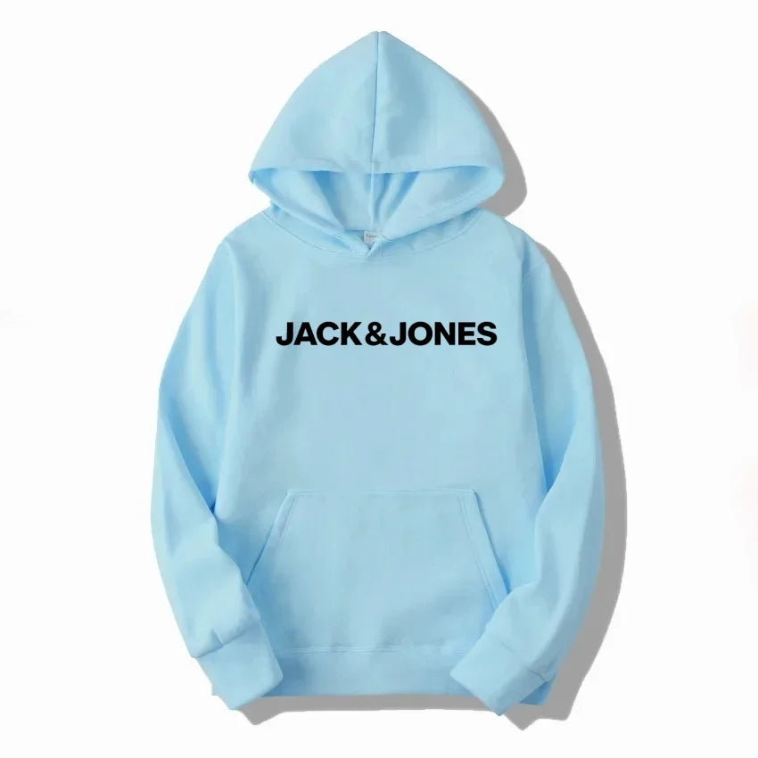 Jack & Jones Men's and Women's Hooded Sweatshirts, Fashionable Loose and Casual, Comfortable Printed Sportswear, Streetwear