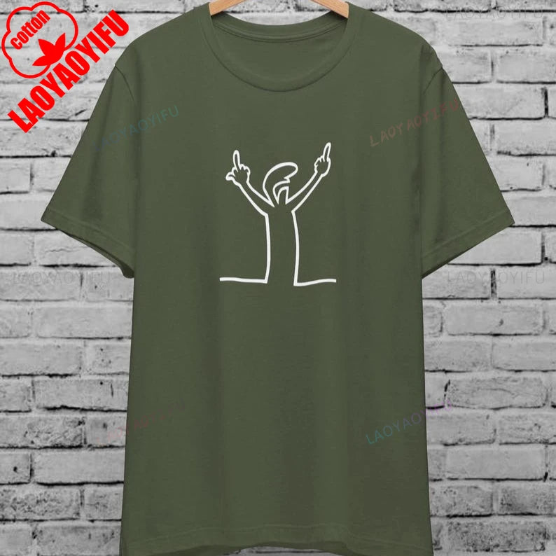 Angry La Linea Unisex T-Shirt for Men Women The Line Osvaldo Vintage Funny Gift 80s Cartoon Summer Casual Comfort Cotton Tees