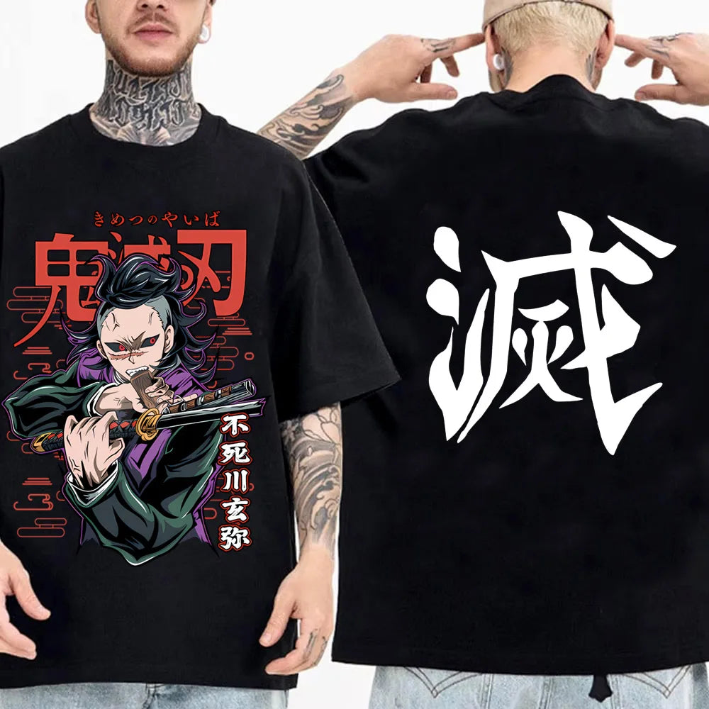 Japanese Anime Shirt Demon Slayer Infinity Castle T Shirt Men Cartoon Kimetsu No Yaiba Cotton Streetwear Clothes  Cool Y2K Tees