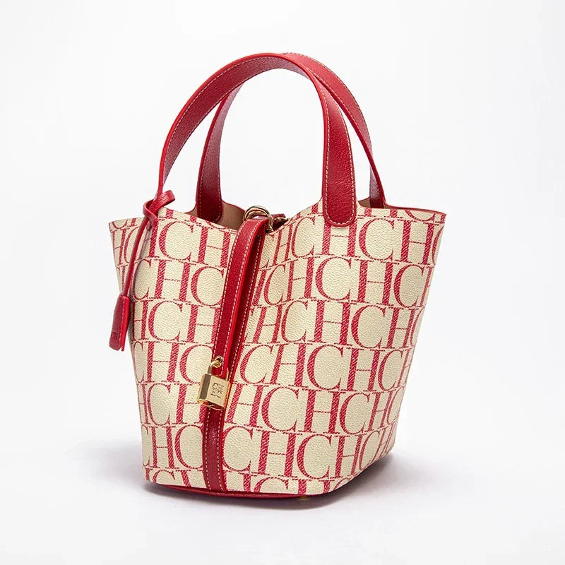 CH Large Capacity Commuter Travel Handbag Luxury Brand Fashion Texture Letter Printed Women's Shoulder Bag