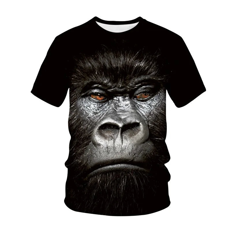 Funny 3D Monkey Graphic T Shirts for Men Clothing Casual Gorilla Animal T-shirt New Men's Hip Hop Short Sleeve T-shirts Tops Tee