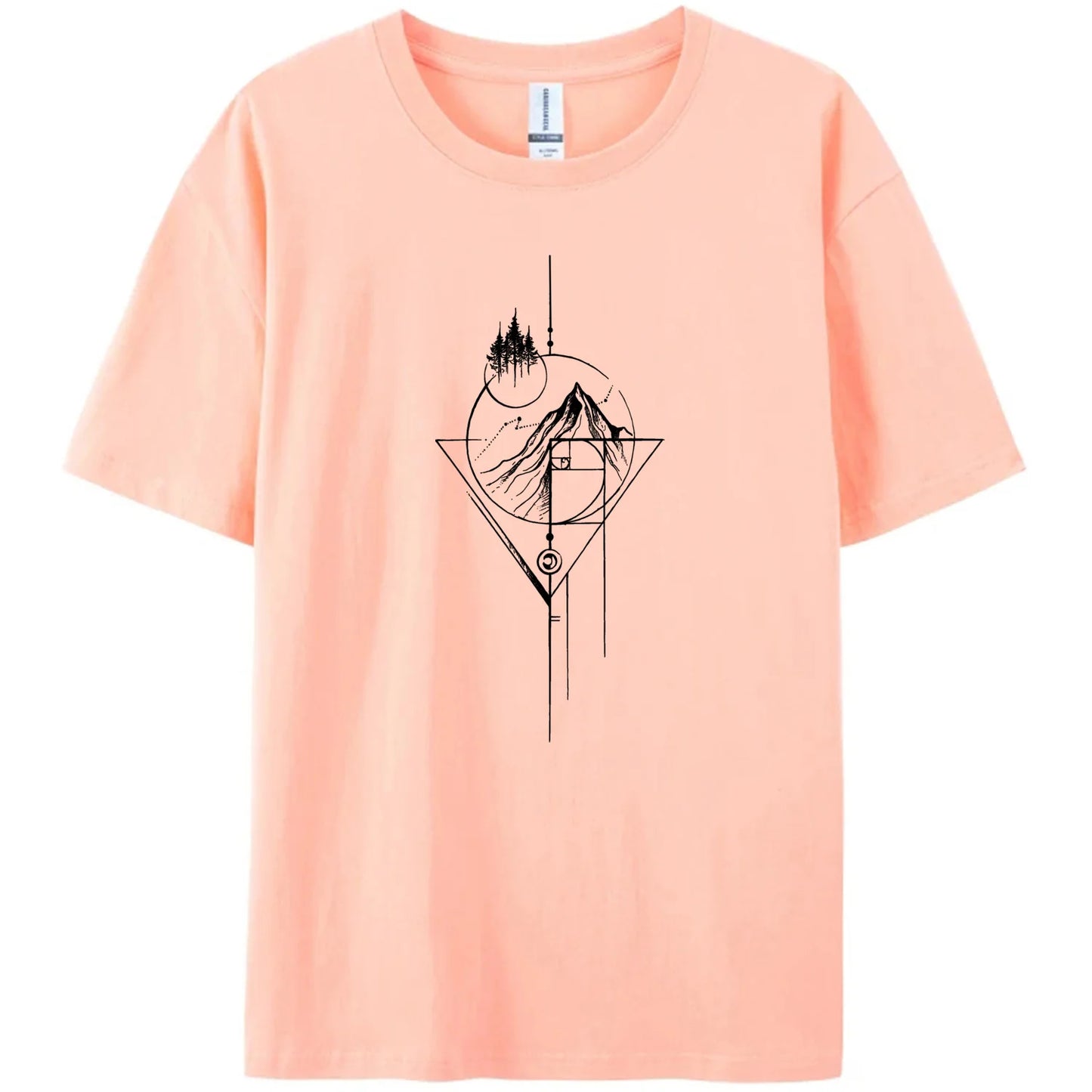 Men's White Fibonacci Short-Sleeved Printed Casual T-Shirt 180GMS 100% Cotton Funny Graphic Outdoor Nature T Shirts For Summer