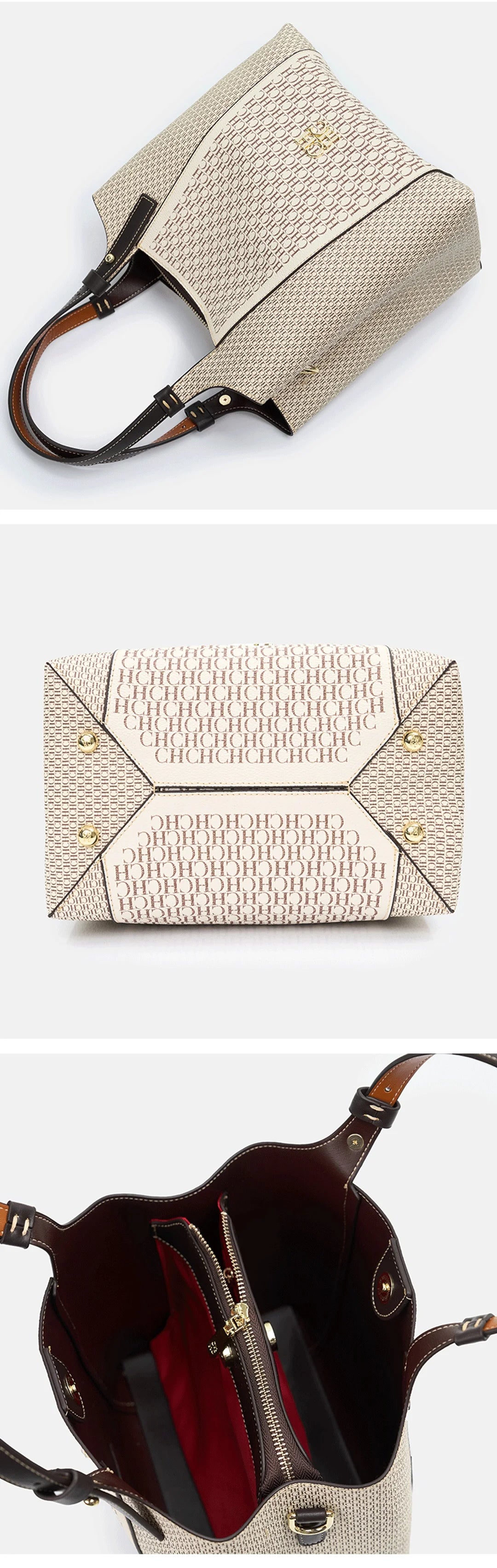 CH Fashion Letter Printed Design Women's Handbag High-end Light Luxury Vintage Brand Large Capacity New Women's Tote Bag