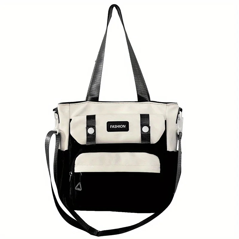 Chic Vintage-Inspired Canvas Tote Bag for Women - Waterproof, Adjustable Strap, Large Capacity Crossbody & Shoulder Handbag