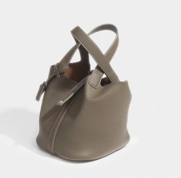 Classic Vegetable BasketpuWomen's Handbag Simple Bucket Bag Mother Bag Fashion Versatile Women's Bag Cross-border