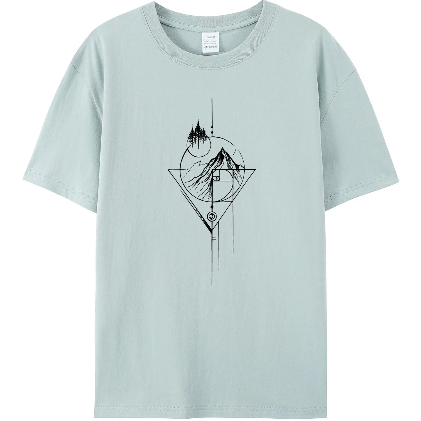 Men's White Fibonacci Short-Sleeved Printed Casual T-Shirt 180GMS 100% Cotton Funny Graphic Outdoor Nature T Shirts For Summer