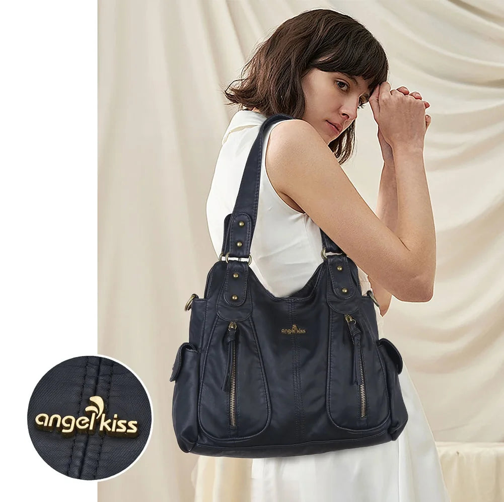 Vintage Bag PU Leather Shoulder Bags Women Handbags Female Satchel Large Fashion Crossbody Bag Black Leopard bolsa feminina