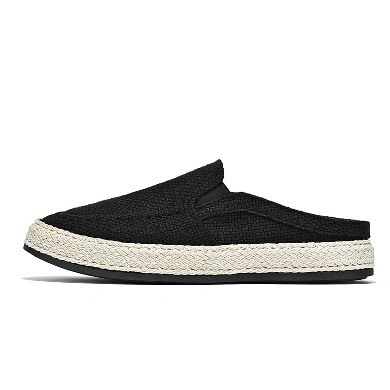 Outdoor Sandals Mens Half Slipper Summer Casual Shoes Canvas Soft Bottom Lightweight Walking Shoe Vulcanized Shoe
