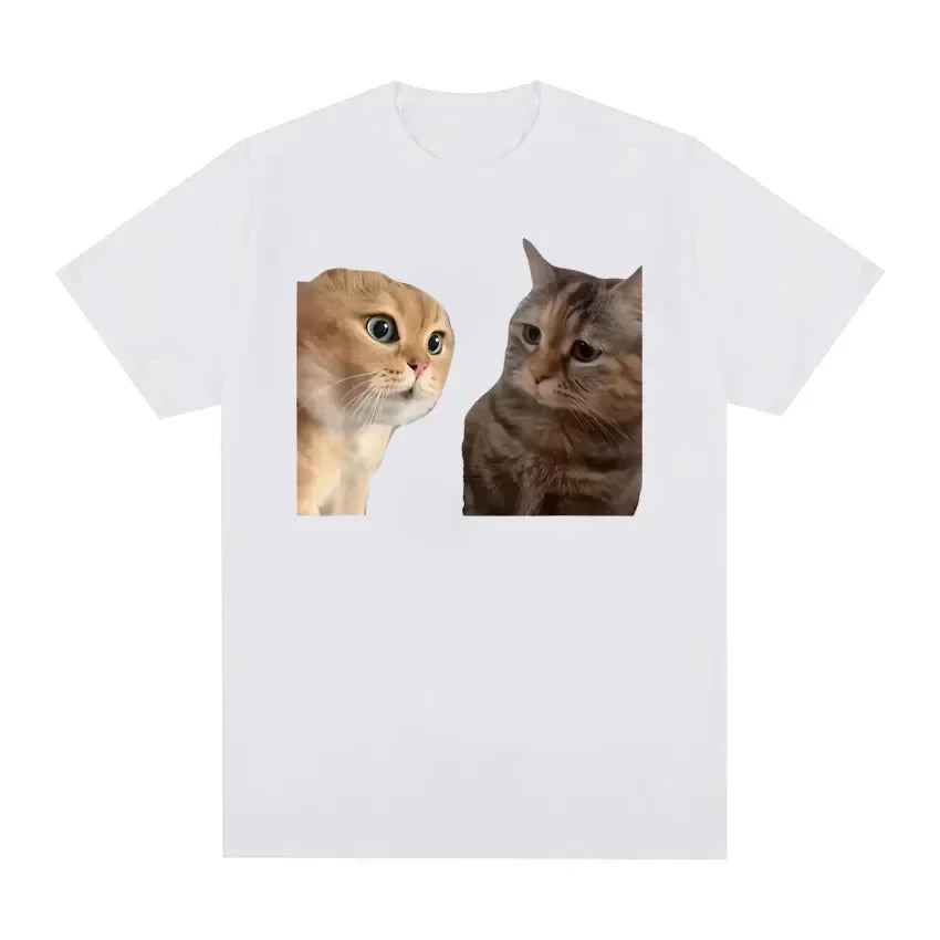 Funny Cute Cats Talking Meme Graphic T-shirts Men Women Fashion Short Sleeve T Shirt Casual Oversized T-shirt Women's clothing
