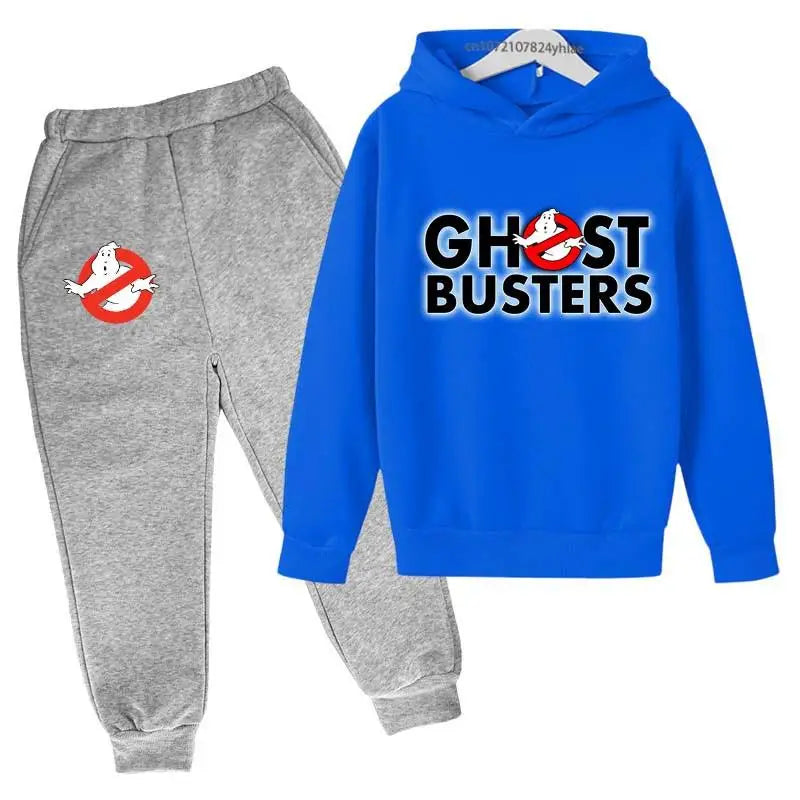 Ghost Busters Kids Funny Cartoon Print Spring Autumn Pullover Hoodie+Jogging Pants 2pcs Tracksuits 2-13 Years Boys Girls Clothes