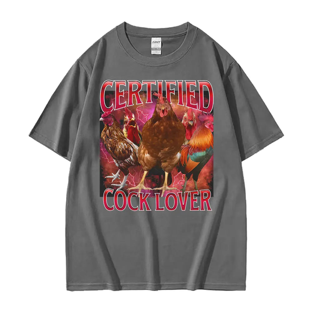 Funny Meme 90s Certified Cock Lover Merch T Shirts Men's Clothing Retro Humor T-shirt Unisex Oversized Loose 100% Cotton T Shirt