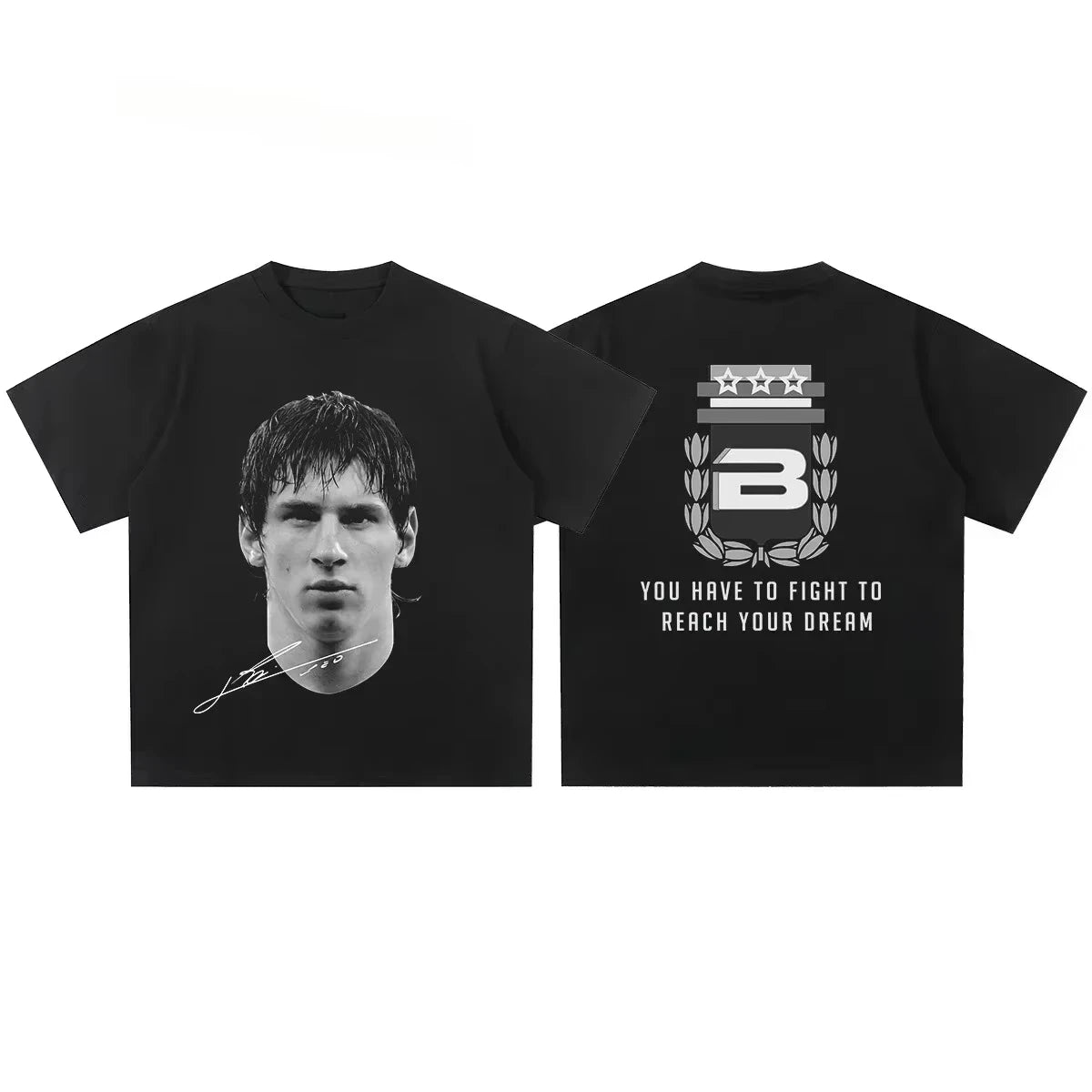 Cristiano Ronaldo Neymar Lionel Messi Football Superstar Portrait Printed Tee Men Women Cotton Loose Casual Short Sleeve Tshirt