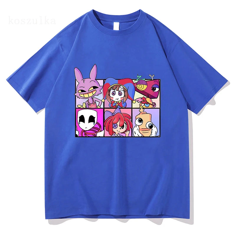 THE AMAZING DIGITAL CIRCUS Print T-Shirt Men Women Casual High Quality Pomni The Jester Ramen T-Shirts Cotton Short Sleeve Tees