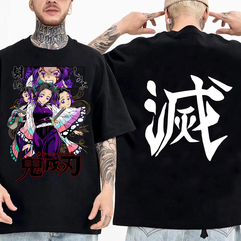 Japanese Anime Shirt Demon Slayer Infinity Castle T Shirt Men Cartoon Kimetsu No Yaiba Cotton Streetwear Clothes  Cool Y2K Tees