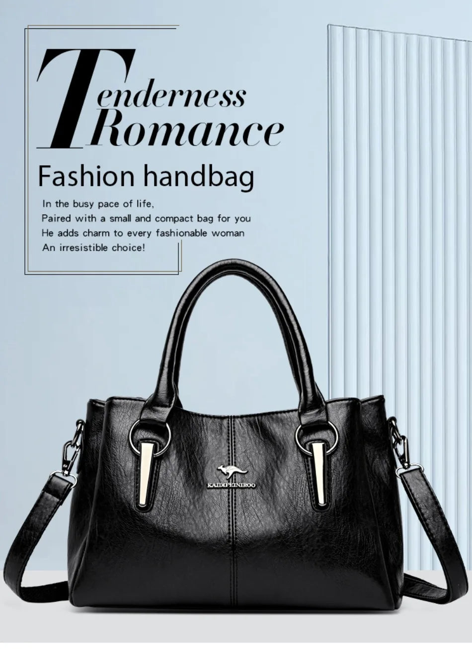 Genuine 3Layers High Quality Soft PU Leather Ladies Shoulder Crossbody Bags for Women  Luxury Handbags  Women  Designer A Main