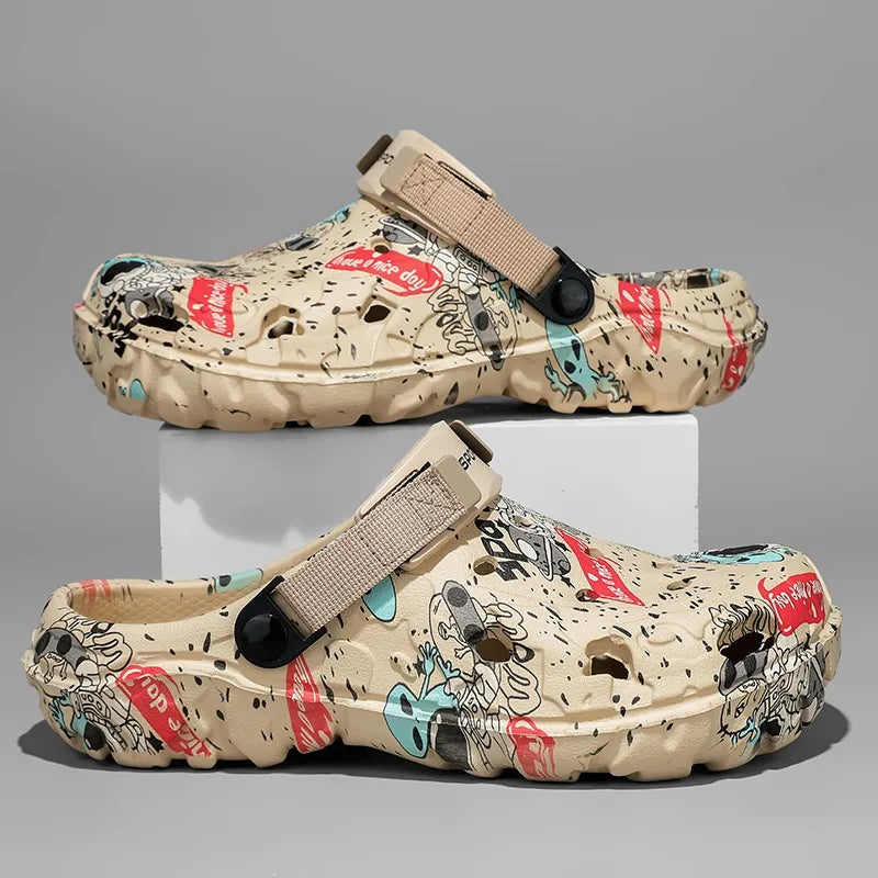 Plus Size46 47 Men Clogs Sandals Summer Outdoor Garden Clogs Hole Shoes Male Casual Shoes Water Shoes Comfort Home Soft Slippers