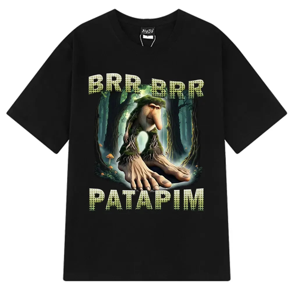 Brr Brr Patapim T Shirt Funny Italian Brainrot Meme Graphic T-shirt Women Summer Cozy Soft O-Neck T-shirts Tops